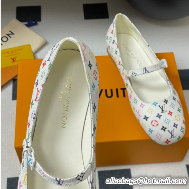Luxury Louis Vuitton LV x TM Swing Flat Mary Jane Ballerinas in Multicolor Monogram Canvas White 2025 1AGUO5