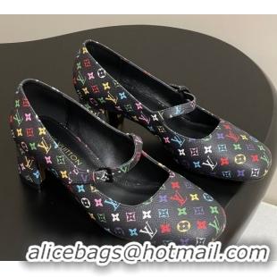 Purchase Louis Vuitton LV x TM Swing Mary Janes Pumps 5.5cm in Multicolor Monogram Canvas Black 2025 1AGUO5