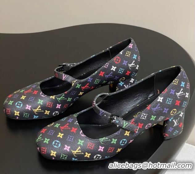 Purchase Louis Vuitton LV x TM Swing Mary Janes Pumps 5.5cm in Multicolor Monogram Canvas Black 2025 1AGUO5