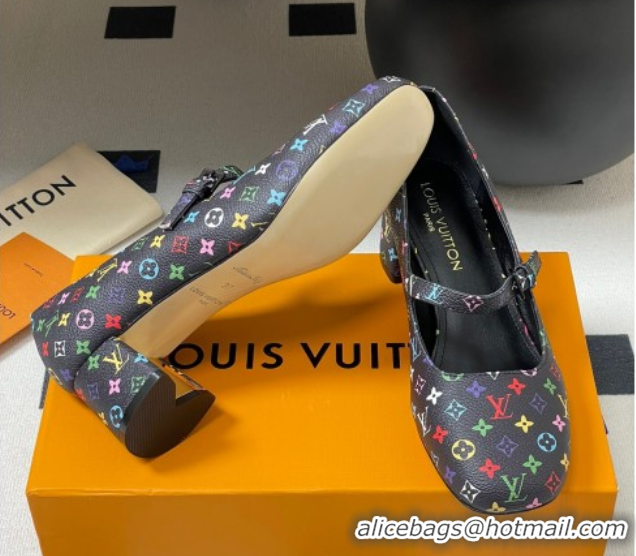 Purchase Louis Vuitton LV x TM Swing Mary Janes Pumps 5.5cm in Multicolor Monogram Canvas Black 2025 1AGUO5