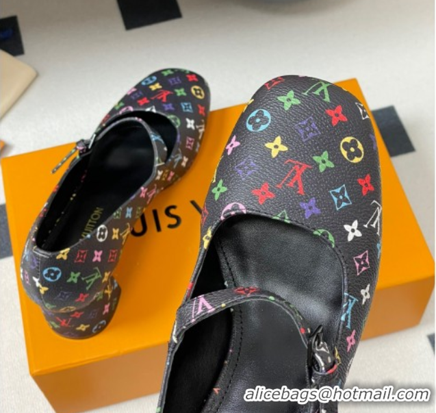 Purchase Louis Vuitton LV x TM Swing Mary Janes Pumps 5.5cm in Multicolor Monogram Canvas Black 2025 1AGUO5