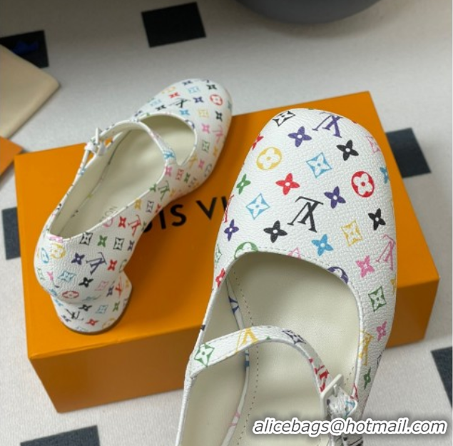 Shop Cheap Louis Vuitton LV x TM Swing Mary Janes Pumps 5.5cm in Multicolor Monogram Canvas White 2025 1AGUO5