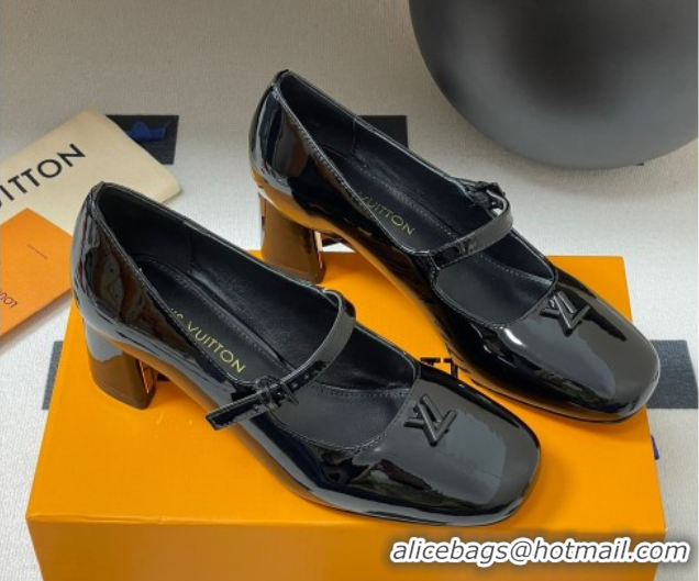 Luxury Louis Vuitton Swing Mary Janes Pumps 5.5cm in Patent Leather Black 2025 1AGUO5