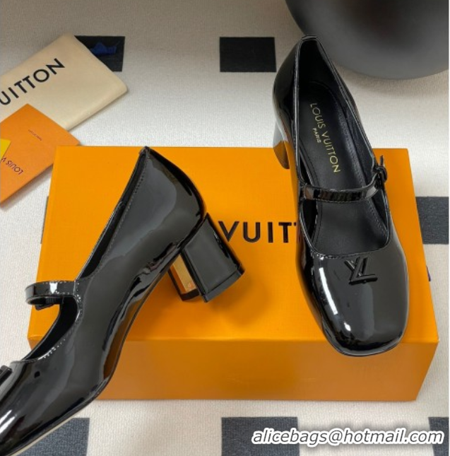 Luxury Louis Vuitton Swing Mary Janes Pumps 5.5cm in Patent Leather Black 2025 1AGUO5