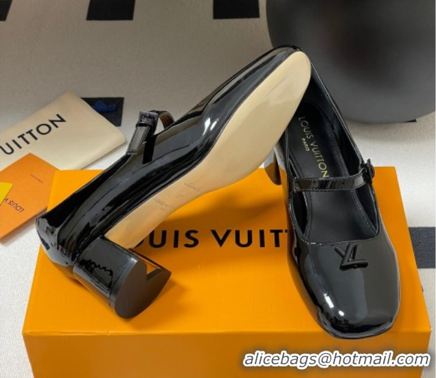 Luxury Louis Vuitton Swing Mary Janes Pumps 5.5cm in Patent Leather Black 2025 1AGUO5