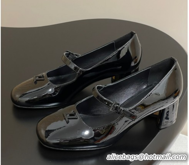 Luxury Louis Vuitton Swing Mary Janes Pumps 5.5cm in Patent Leather Black 2025 1AGUO5