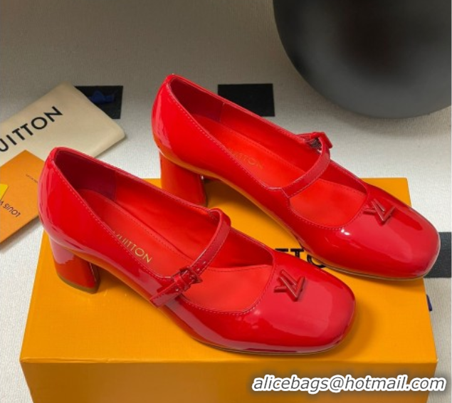 Luxurious Louis Vuitton Swing Mary Janes Pumps 5.5cm in Patent Leather Red 2025 1AGUO5