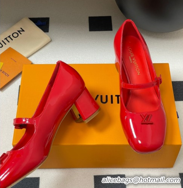 Luxurious Louis Vuitton Swing Mary Janes Pumps 5.5cm in Patent Leather Red 2025 1AGUO5