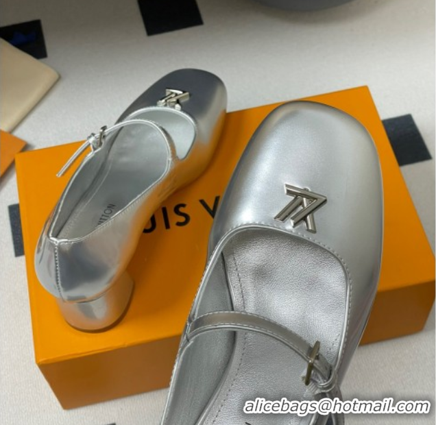 Best Grade Louis Vuitton Swing Mary Janes Pumps 5.5cm in Calf Leather Silver 2025 1AGUO5