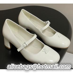 Unique Style Louis Vuitton Swing Mary Janes Pumps 5.5cm in Patent Leather White 2025 1AGUO5