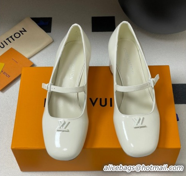 Unique Style Louis Vuitton Swing Mary Janes Pumps 5.5cm in Patent Leather White 2025 1AGUO5