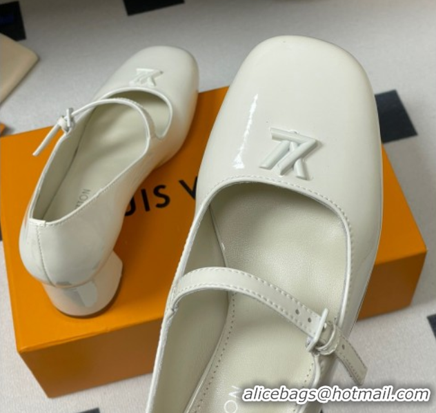 Unique Style Louis Vuitton Swing Mary Janes Pumps 5.5cm in Patent Leather White 2025 1AGUO5