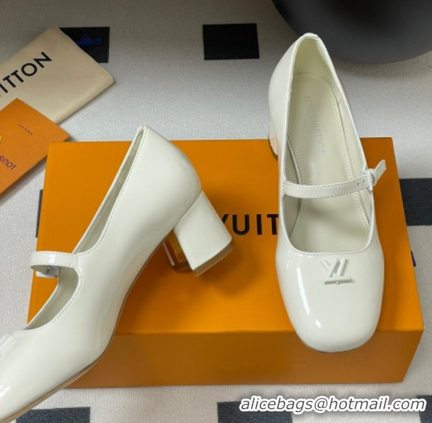 Unique Style Louis Vuitton Swing Mary Janes Pumps 5.5cm in Patent Leather White 2025 1AGUO5