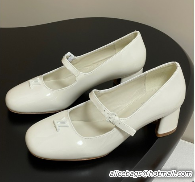 Unique Style Louis Vuitton Swing Mary Janes Pumps 5.5cm in Patent Leather White 2025 1AGUO5