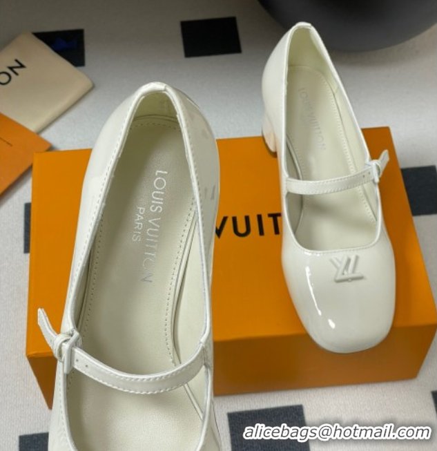 Unique Style Louis Vuitton Swing Mary Janes Pumps 5.5cm in Patent Leather White 2025 1AGUO5