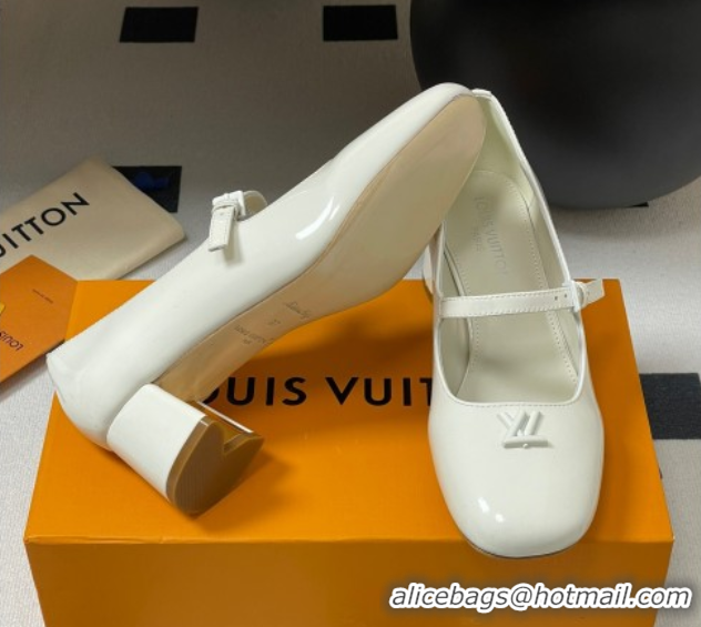 Unique Style Louis Vuitton Swing Mary Janes Pumps 5.5cm in Patent Leather White 2025 1AGUO5