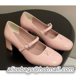 Good Looking Louis Vuitton Swing Mary Janes Pumps 5.5cm in Patent Leather Light Pink 2025 1AGUO5