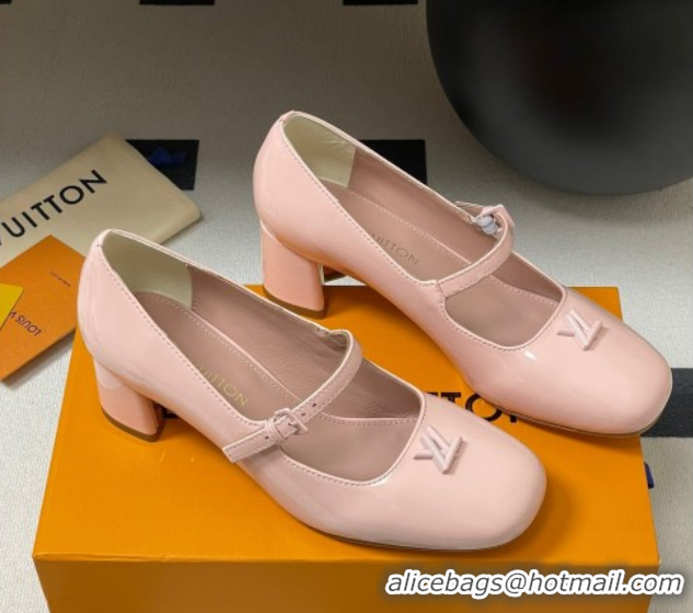 Good Looking Louis Vuitton Swing Mary Janes Pumps 5.5cm in Patent Leather Light Pink 2025 1AGUO5