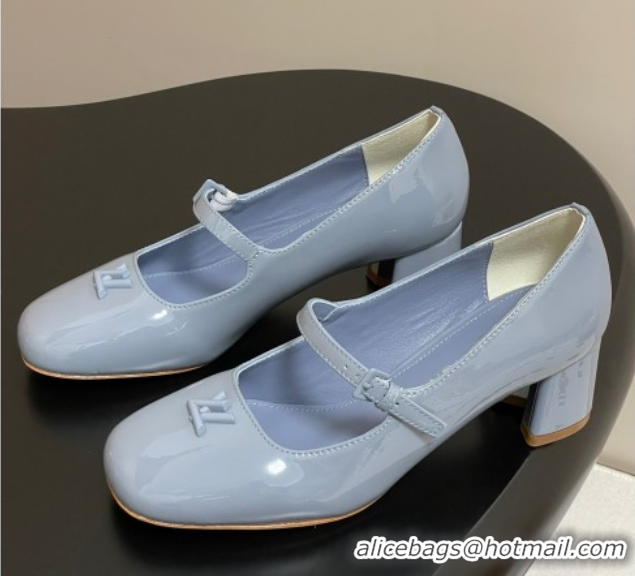Best Product Louis Vuitton Swing Mary Janes Pumps 5.5cm in Patent Leather Light Blue 2025 1AGUO5