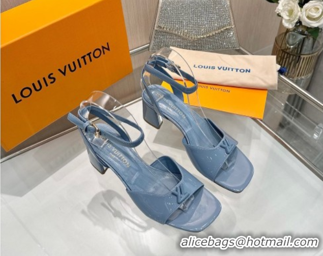 Buy Discount Louis Vuitton Swing Heel Sandals 5.5cm in Patent Leather Light Blue 2025 1AGUTG