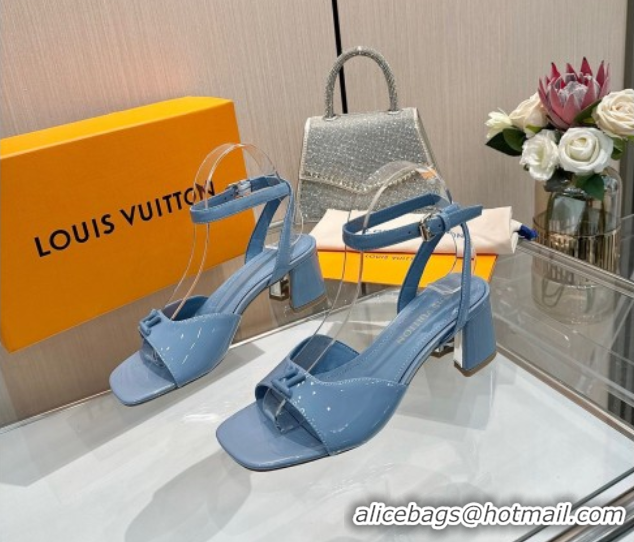 Buy Discount Louis Vuitton Swing Heel Sandals 5.5cm in Patent Leather Light Blue 2025 1AGUTG