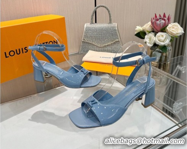 Buy Discount Louis Vuitton Swing Heel Sandals 5.5cm in Patent Leather Light Blue 2025 1AGUTG