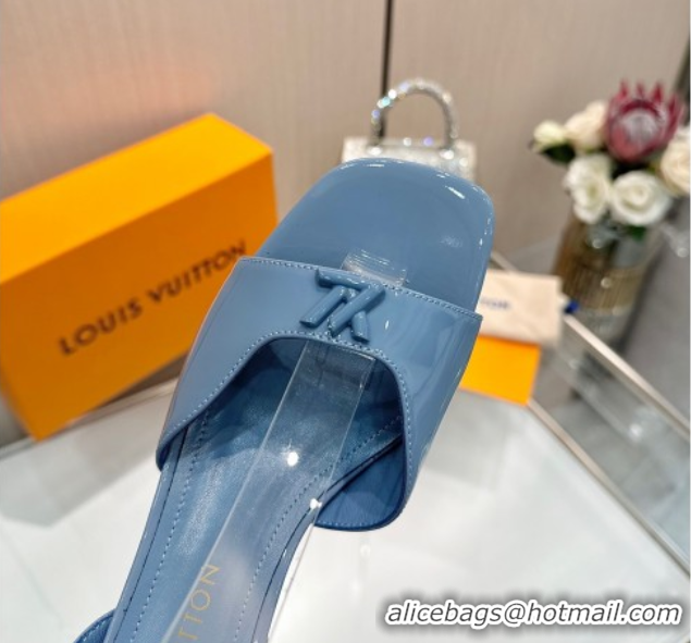 Buy Discount Louis Vuitton Swing Heel Sandals 5.5cm in Patent Leather Light Blue 2025 1AGUTG