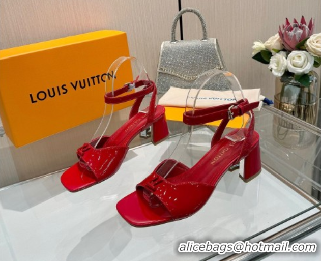 Best Price Louis Vuitton Swing Heel Sandals 5.5cm in Patent Leather Red 2025 1AGUTG