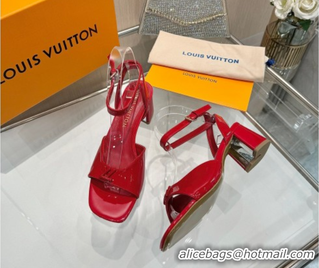 Best Price Louis Vuitton Swing Heel Sandals 5.5cm in Patent Leather Red 2025 1AGUTG