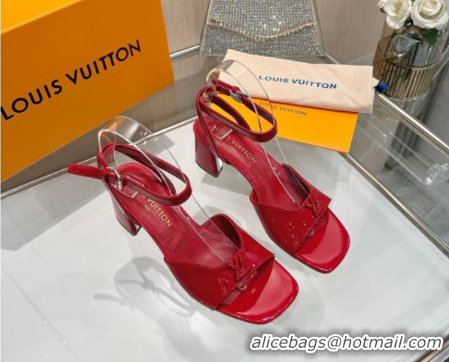 Best Price Louis Vuitton Swing Heel Sandals 5.5cm in Patent Leather Red 2025 1AGUTG