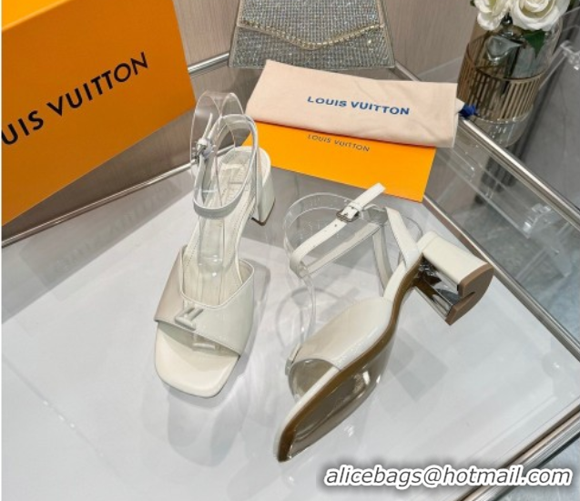 Pretty Style Louis Vuitton Swing Heel Sandals 5.5cm in Patent Leather White 2025 1AGUTG