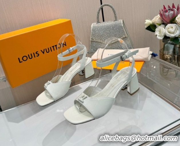 Pretty Style Louis Vuitton Swing Heel Sandals 5.5cm in Patent Leather White 2025 1AGUTG