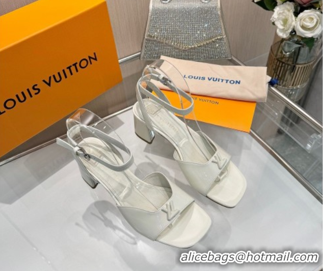 Pretty Style Louis Vuitton Swing Heel Sandals 5.5cm in Patent Leather White 2025 1AGUTG