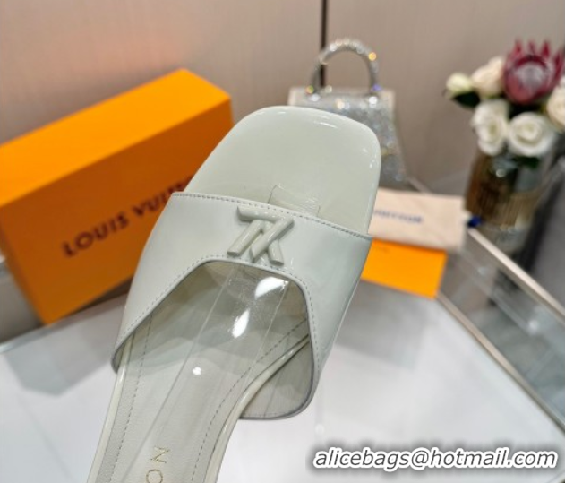 Pretty Style Louis Vuitton Swing Heel Sandals 5.5cm in Patent Leather White 2025 1AGUTG