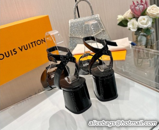 Top Design Louis Vuitton Swing Heel Sandals 5.5cm in Patent Leather Black 2025 1AGUTG