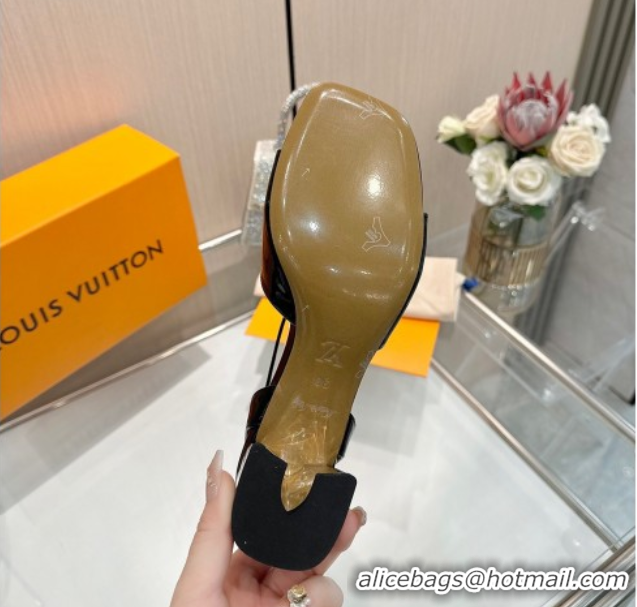 Top Design Louis Vuitton Swing Heel Sandals 5.5cm in Patent Leather Black 2025 1AGUTG