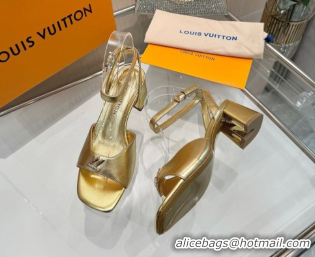 Discount Louis Vuitton Swing Heel Sandals 5.5cm in Calf Leather Gold 2025 1AGUTG