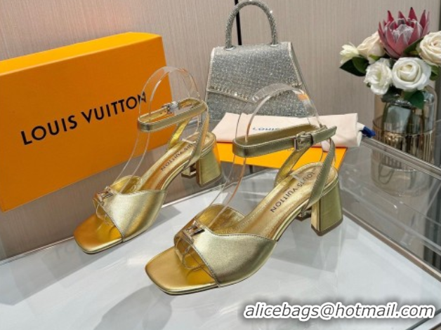 Discount Louis Vuitton Swing Heel Sandals 5.5cm in Calf Leather Gold 2025 1AGUTG