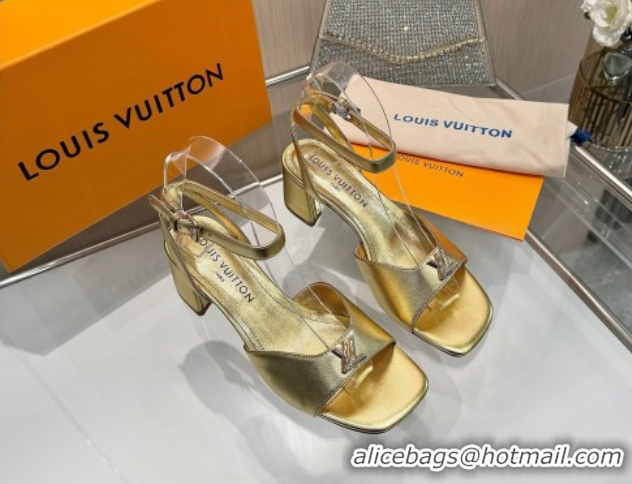 Discount Louis Vuitton Swing Heel Sandals 5.5cm in Calf Leather Gold 2025 1AGUTG