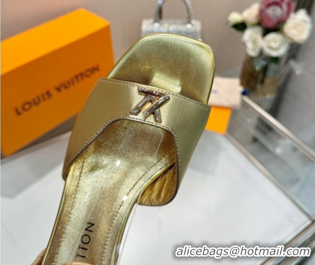 Discount Louis Vuitton Swing Heel Sandals 5.5cm in Calf Leather Gold 2025 1AGUTG