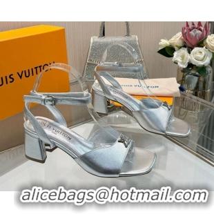 Low Price Louis Vuitton Swing Heel Sandals 5.5cm in Calf Leather Silver 2025 1AGUTG