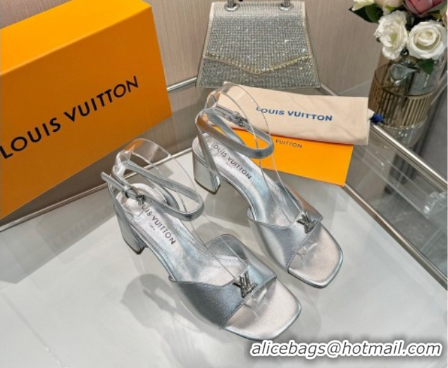 Low Price Louis Vuitton Swing Heel Sandals 5.5cm in Calf Leather Silver 2025 1AGUTG
