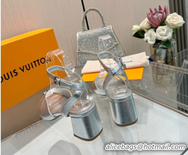 Low Price Louis Vuitton Swing Heel Sandals 5.5cm in Calf Leather Silver 2025 1AGUTG