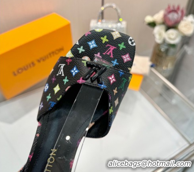 Low Price Louis Vuitton LV x TM Swing Heel Sandals 5.5cm in Multicolor Monogram Canvas Black 2025 1AGUTG