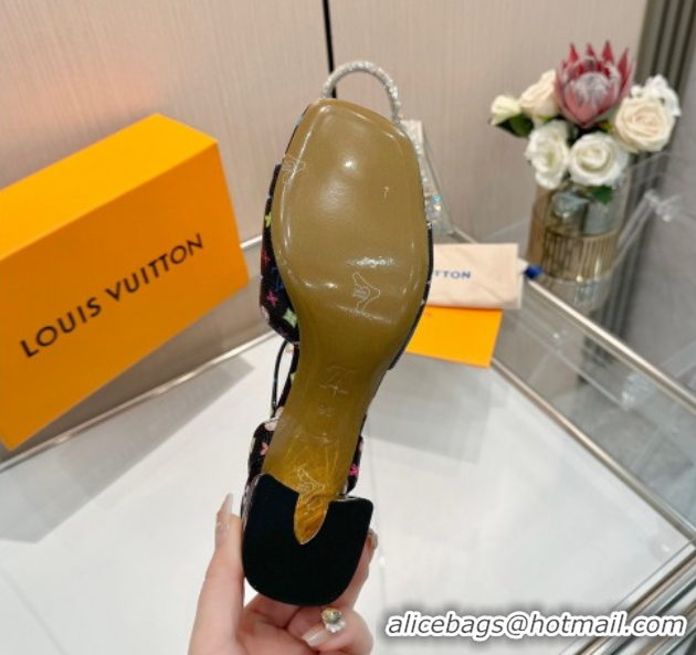 Low Price Louis Vuitton LV x TM Swing Heel Sandals 5.5cm in Multicolor Monogram Canvas Black 2025 1AGUTG