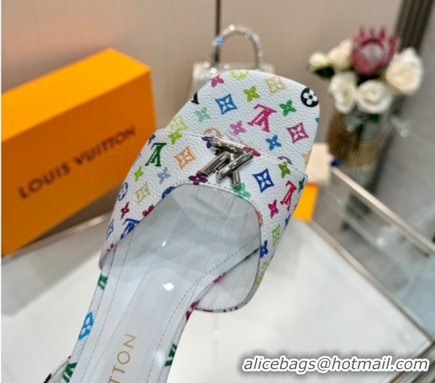 Durable Louis Vuitton LV x TM Swing Heel Sandals 5.5cm in Multicolor Monogram Canvas White 2025 1AGUTG