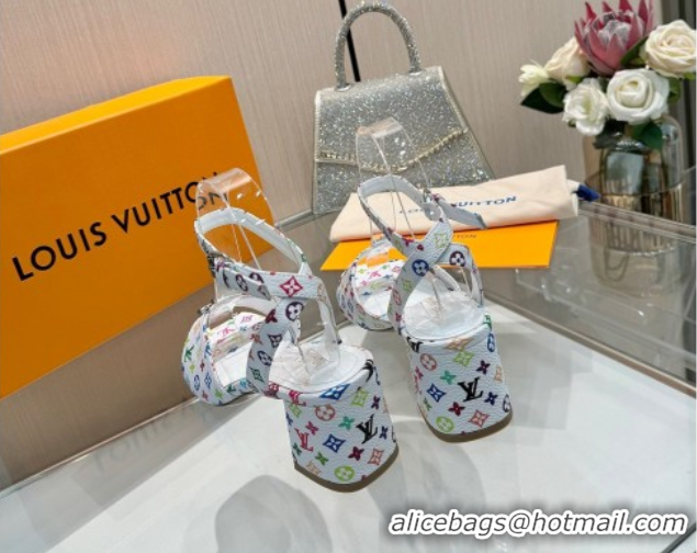 Durable Louis Vuitton LV x TM Swing Heel Sandals 5.5cm in Multicolor Monogram Canvas White 2025 1AGUTG