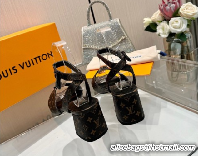 Cheap Price Louis Vuitton Swing Heel Sandals 5.5cm in Monogram Canvas Brown 2025 1AGUTG