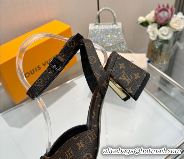 Cheap Price Louis Vuitton Swing Heel Sandals 5.5cm in Monogram Canvas Brown 2025 1AGUTG