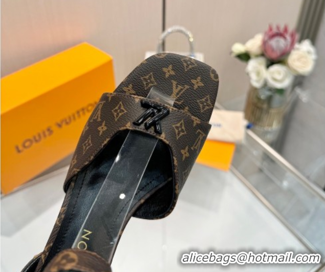 Cheap Price Louis Vuitton Swing Heel Sandals 5.5cm in Monogram Canvas Brown 2025 1AGUTG